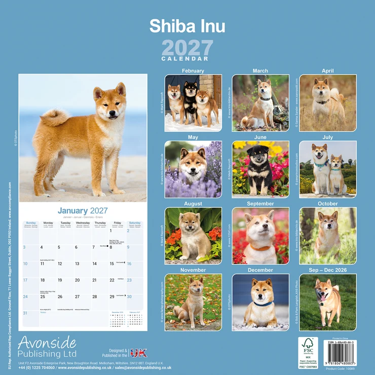 Kalender 2027 Shiba Inu