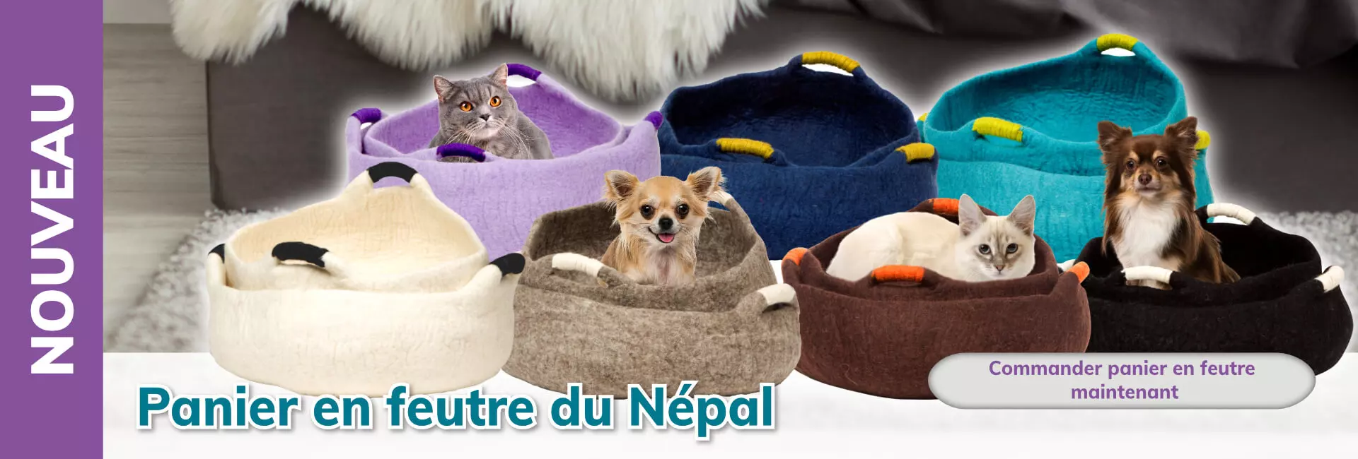 DDKC Panier en feutre du Népal pour chats et petits chiens