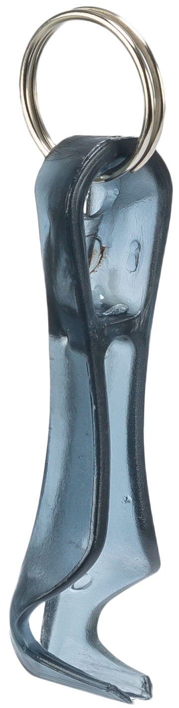 Estrattore di zecche blu "Tick Away" in plastica con anello metallico, prospettiva laterale.