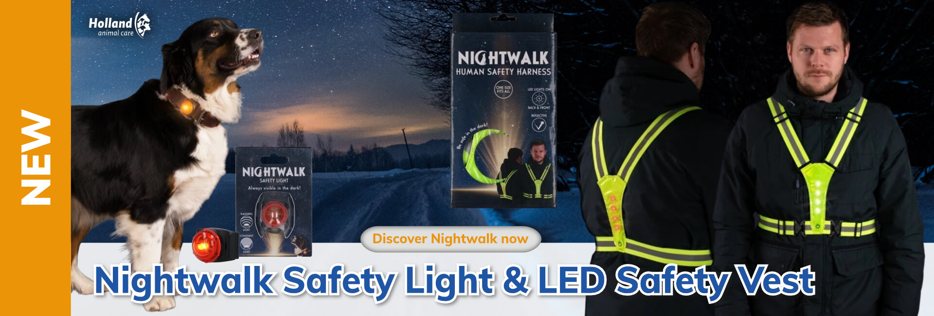 Holland Animal Care Nightwalk Safety Light & LED Safety Vest