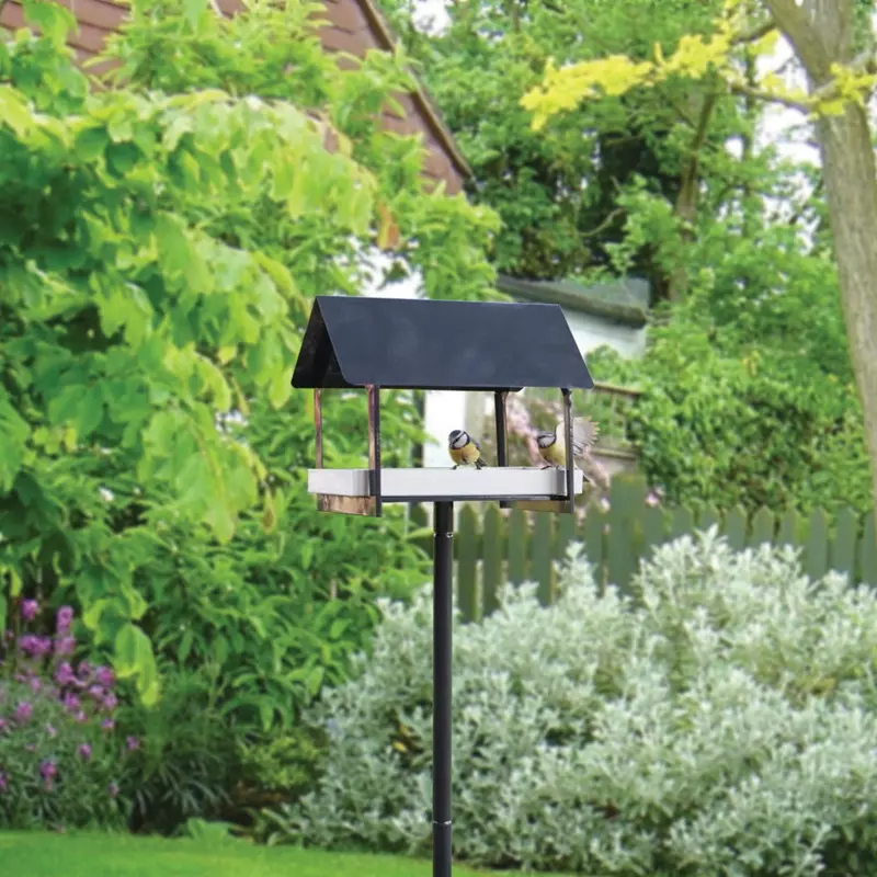 Feeding house on pole anthracite / white