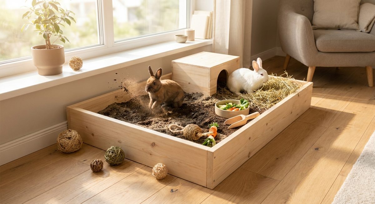 Buddelkiste für Kaninchen: So richten Sie sie richtig ein