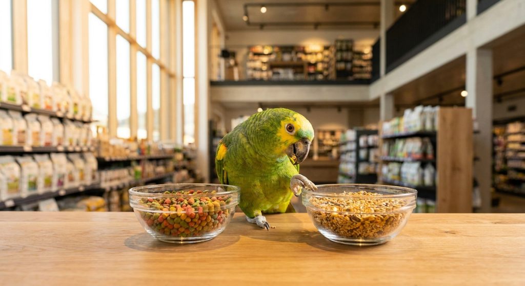 Papageienfutter kaufen: Körnermix, Pellets oder beides?